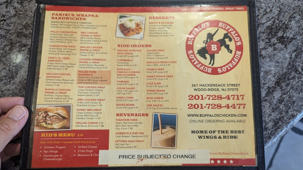 Menu - Buffalo's photo 1