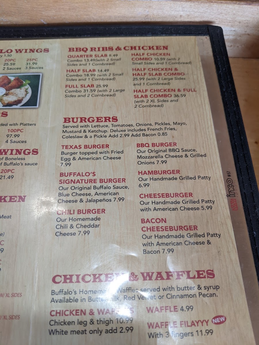 Menu - Buffalo's photo 5