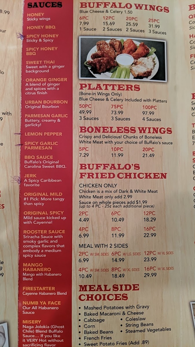 Menu - Buffalo's photo 9